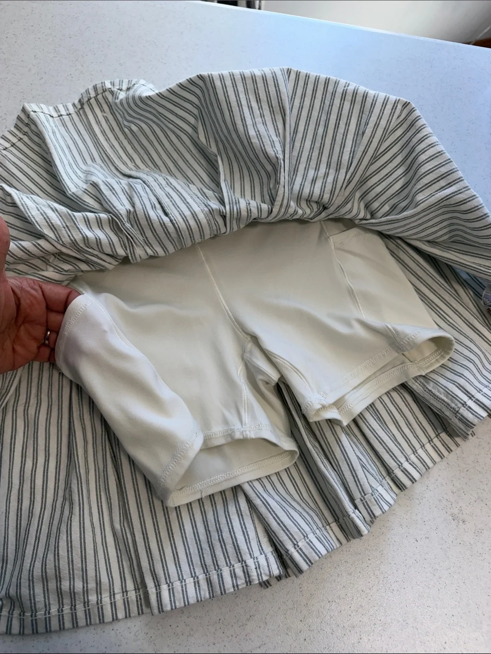 aerie White and Green Striped Button-Front Skort - Picture 4 of 4